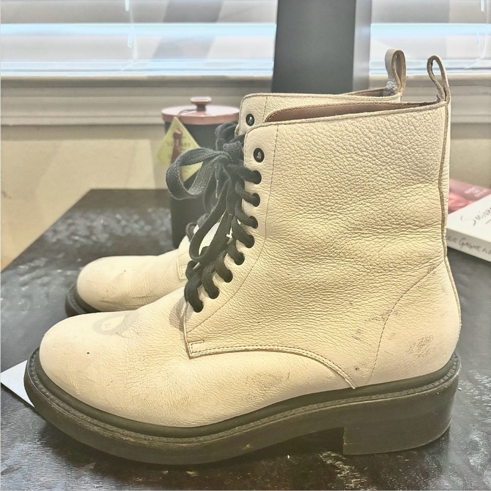Women’s Frye Alice White Leather Combat Boots - Picture 4 of 16